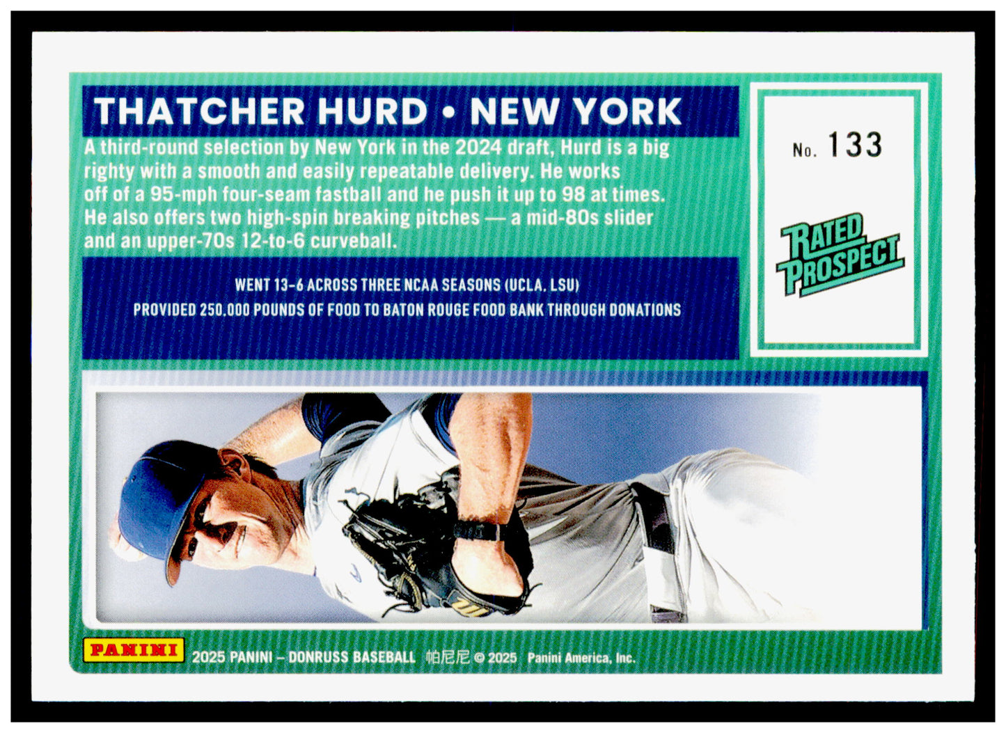 2025 Donruss Thatcher Hurd Card New York Yankees