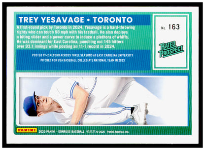 2025 Donruss Trey Yesavage Card Toronto Blue Jays