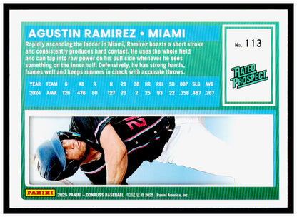 2025 Donruss Agustin Ramirez Card Rookie Miami Marlins