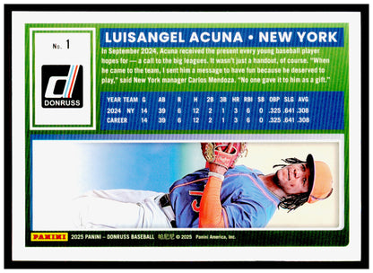 2025 Donruss Luisangel Acuna Card Holo Rookie New York Mets