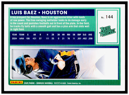 2025 Donruss Luis Baez Card Houston Astros