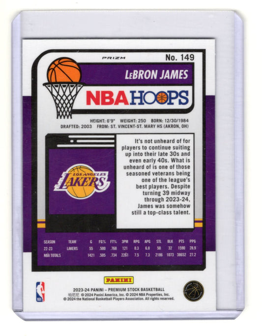 2023-24 Hoops Premium Stock LeBron James Card Ice Prizm Los Angeles Lakers