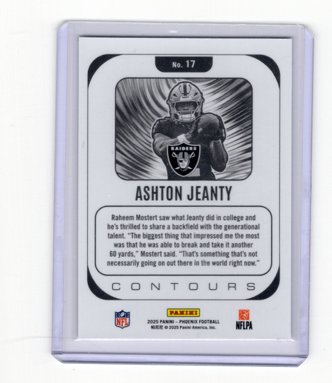2025 Panini Phoenix Ashton Jeanty Card Contours Las Vegas Raiders
