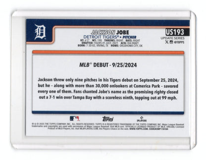 2025 Topps Update Jackson Jobe Card Detroit Tigers