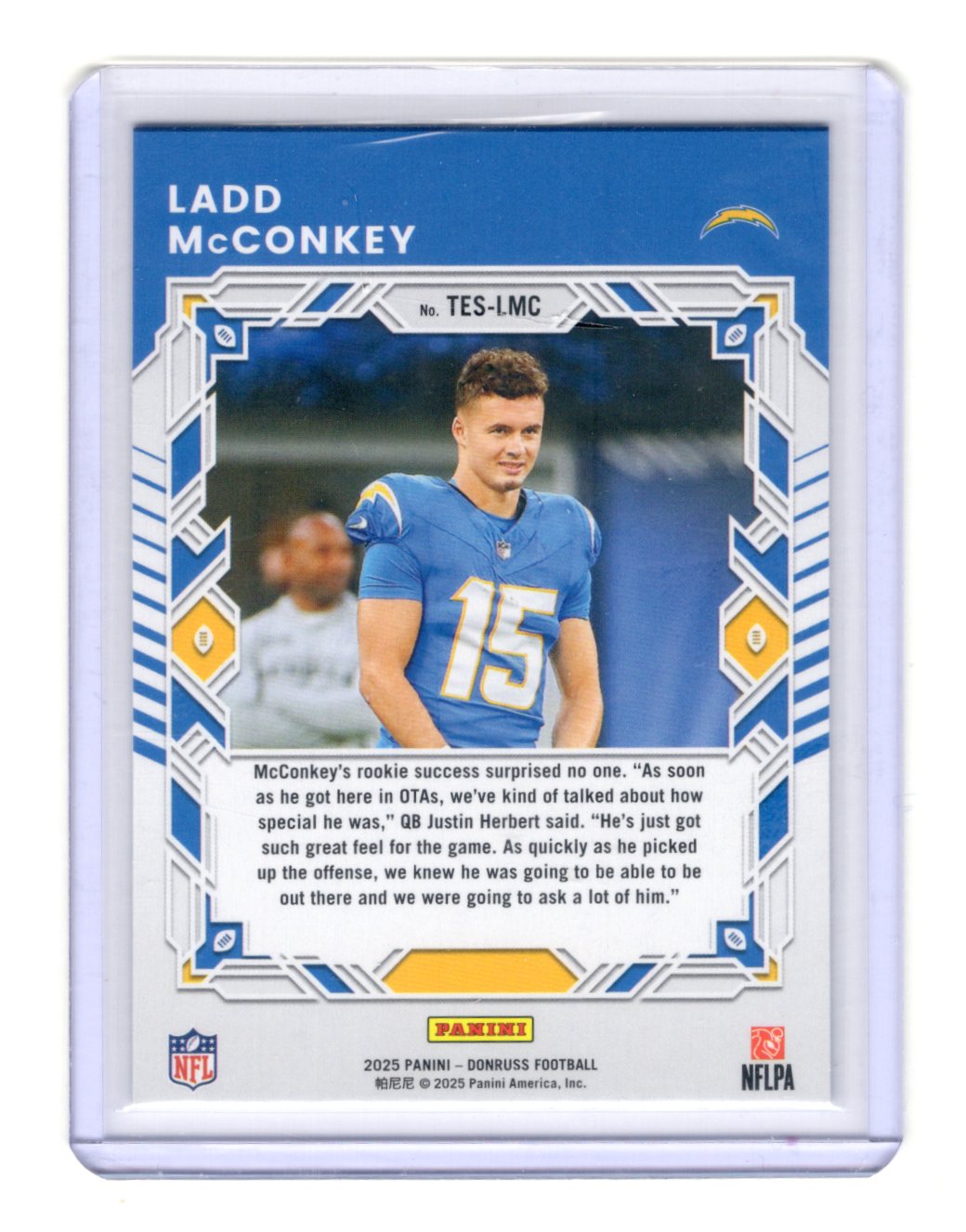 2025 Donruss Ladd McConkey Card Elite Series Los Angeles Chargers
