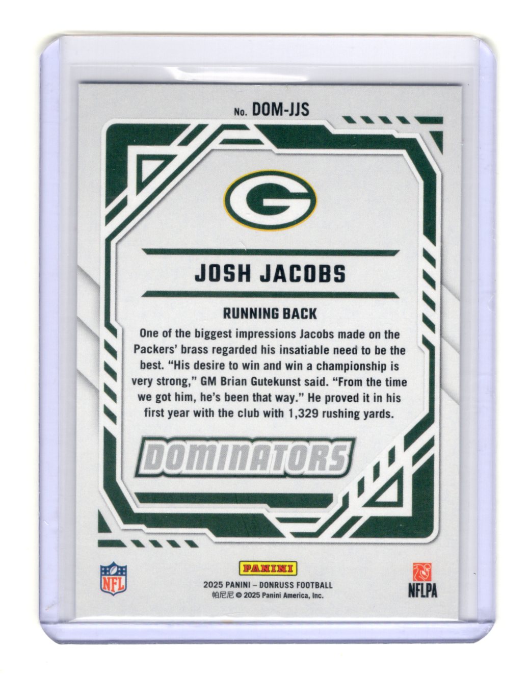 2025 Donruss Josh Jacobs Card Dominators Green Bay Packers