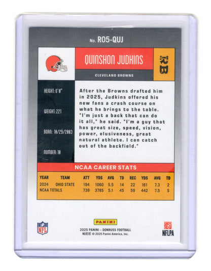 2025 Donruss Quinshon Judkins Card Retro 2005 Cleveland Browns