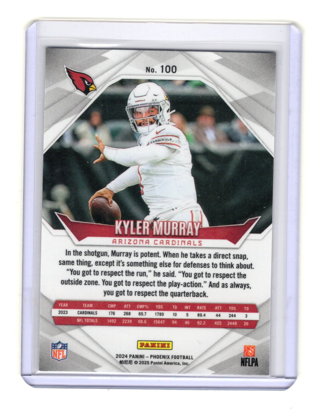 2024 Panini Phoenix Kyler Murray Card Silver Arizona Cardinals
