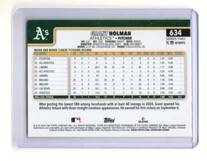 2025 Topps Grant Holman Card Rookie Athletics