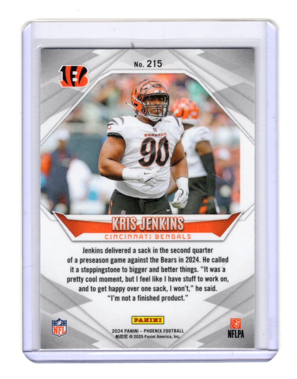 2024 Panini Phoenix Kris Jenkins Card Silver Rookie Cincinnati Bengals