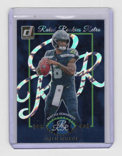 2025 Donruss Jalen Milroe Card Rated Rookies Retro Seattle Seahawks