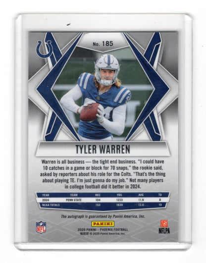 2025 Panini Pheonix Tyler Warren Rookie Autogragh Card