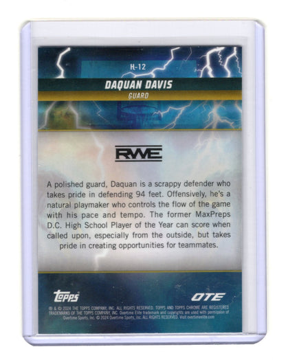 2023-24 Topps Chrome Overtime Elite Daquan Davis Card Hurricane Refractors RWE