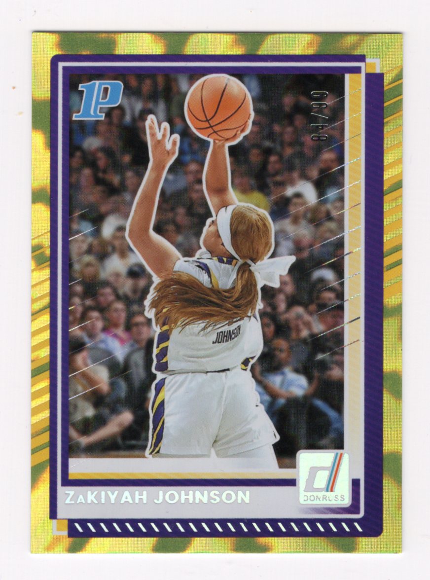 2025-26 Donruss Zakiyah Johnson #60 Gold Yellow Foil /99 Sacred Heart Prep RC