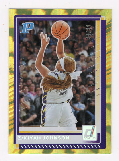 2025-26 Donruss Zakiyah Johnson #60 Gold Yellow Foil /99 Sacred Heart Prep RC