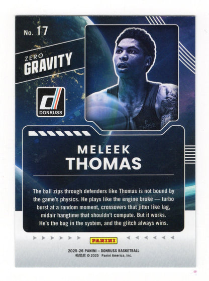 2025-26 Donruss Meleek Thomas Card Zero Gravity Holo Green Laser Arkansas