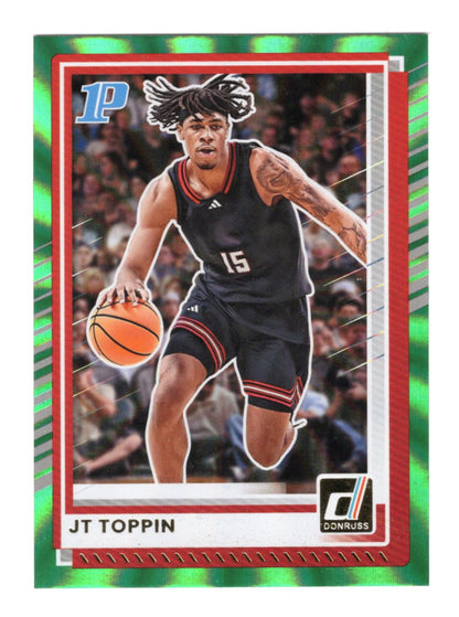 2025-26 Donruss JT Toppin Card Holo Green Laser Texas Tech Red Raiders