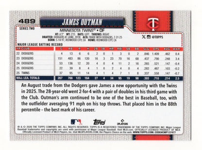 2026 Topps James Outman Card Holo Foil Minnesota Twins