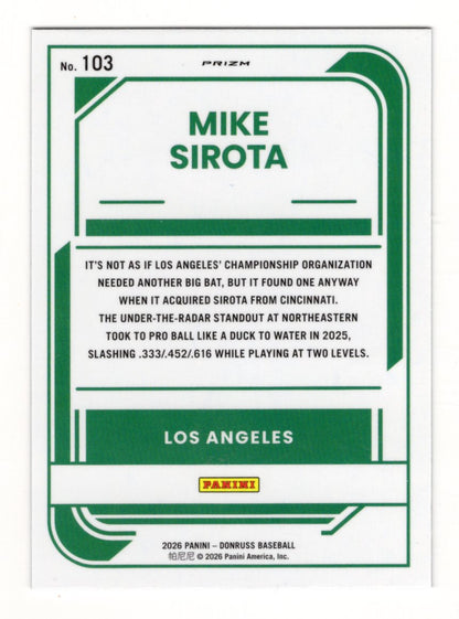 2026 Donruss Mike Sirota Card Optic Circles Los Angeles Dodgers