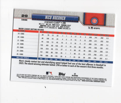 2026 Topps Chrome Nico Hoerner Card Chicago Cubs