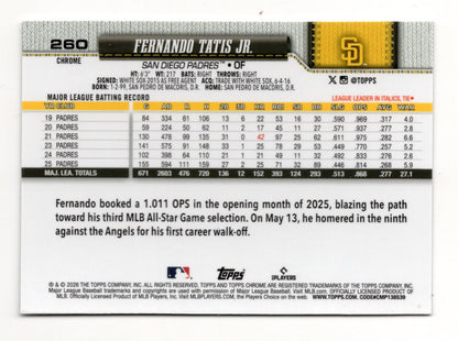 2026 Topps Chrome Fernando Tatis Jr. Card San Diego Padres