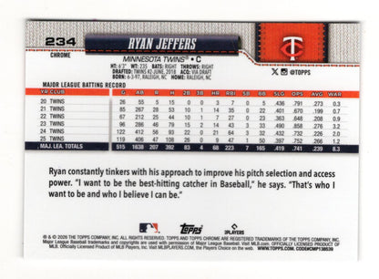 2026 Topps Chrome Ryan Jeffers Card Minnesota Twins