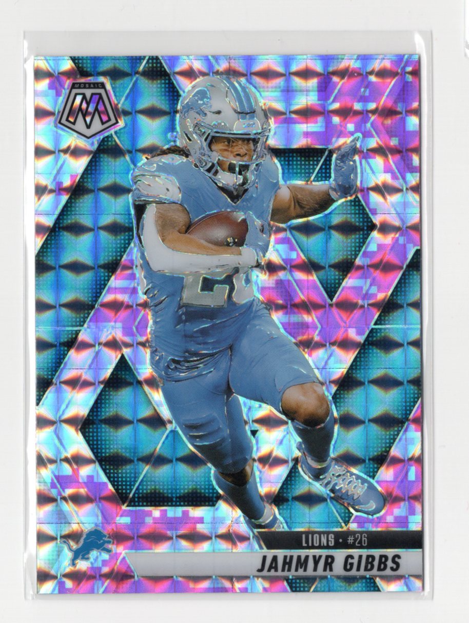 2025 Panini Mosaic Jahmyr Gibbs Card Mosaic Camo Pink Detroit Lions