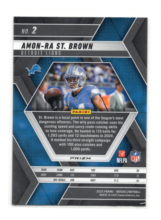 2025 Panini Mosaic Amon-Ra St. Brown Card Mosaic Camo Pink Detroit Lions