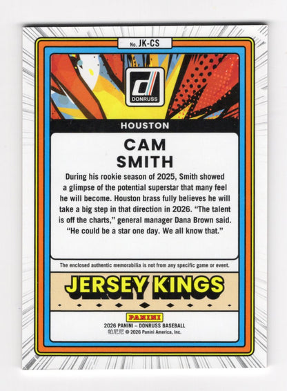 2026 Donruss Cam Smith Card Jersey Kings Orange Ice Memorabilia Houston Astros
