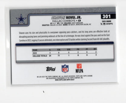 2025 Topps Chrome Shavon Revel Jr. Card Rookie Dallas Cowboys