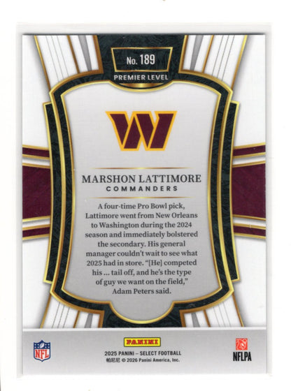 2025 Panini Select Marshon Lattimore Card Washington Commanders
