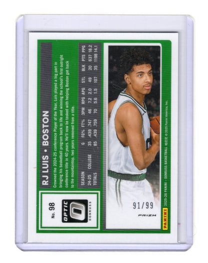2025-26 Donruss Optic RJ Luis #98 Rated Rookie Copper Glitter /99 St Johns