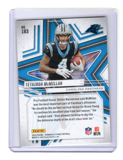2025 Panini Rookies & Stars Tetairoa McMillan Card Purple SN, RC Panthers