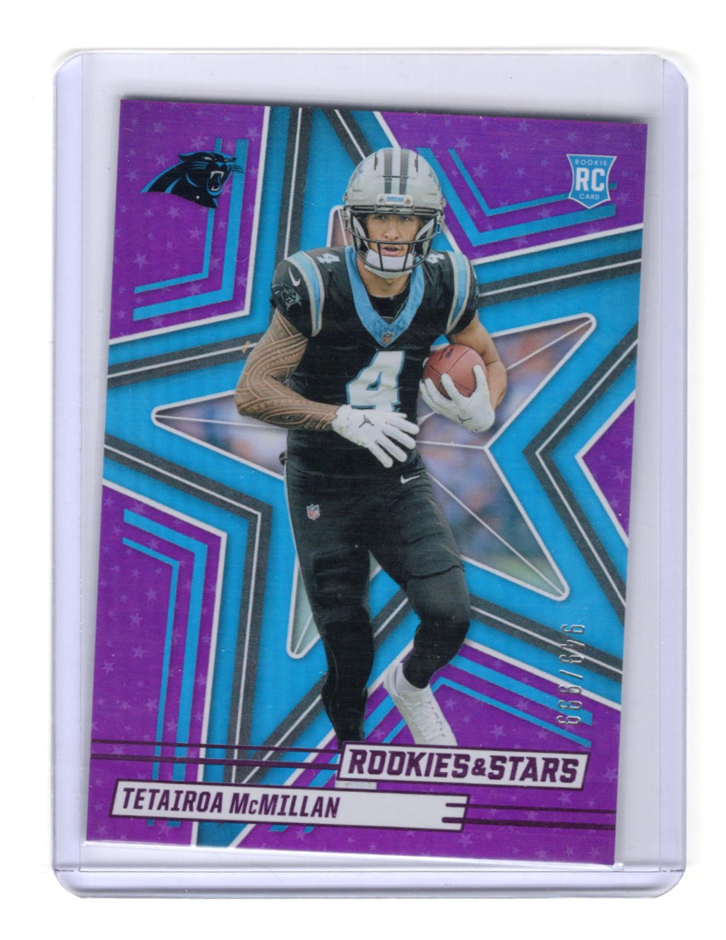 2025 Panini Rookies & Stars Tetairoa McMillan Card Purple SN, RC Panthers