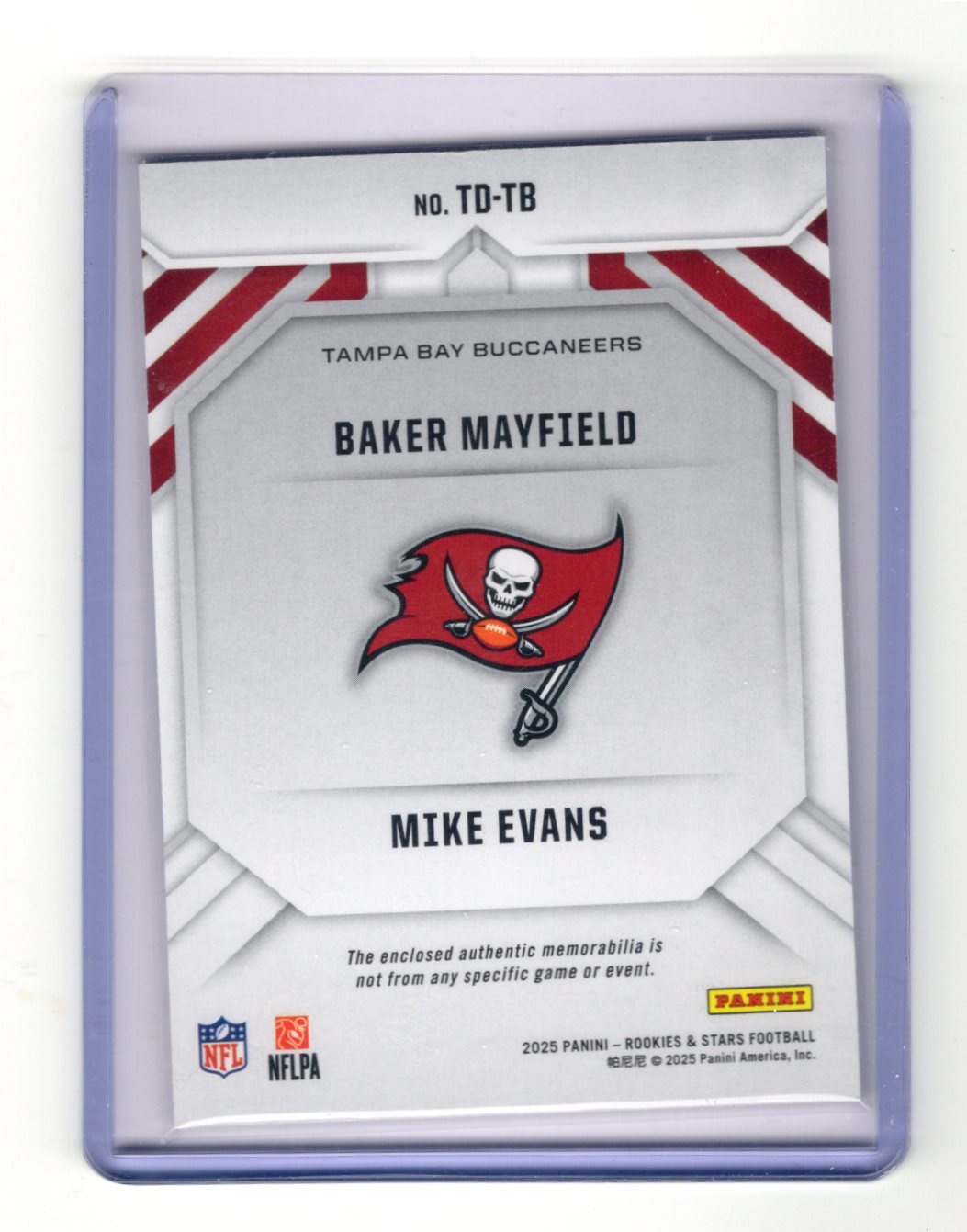 2025 Panini Rookies & Stars Baker Mayfield / Mike Evans Card Team Duals Mem