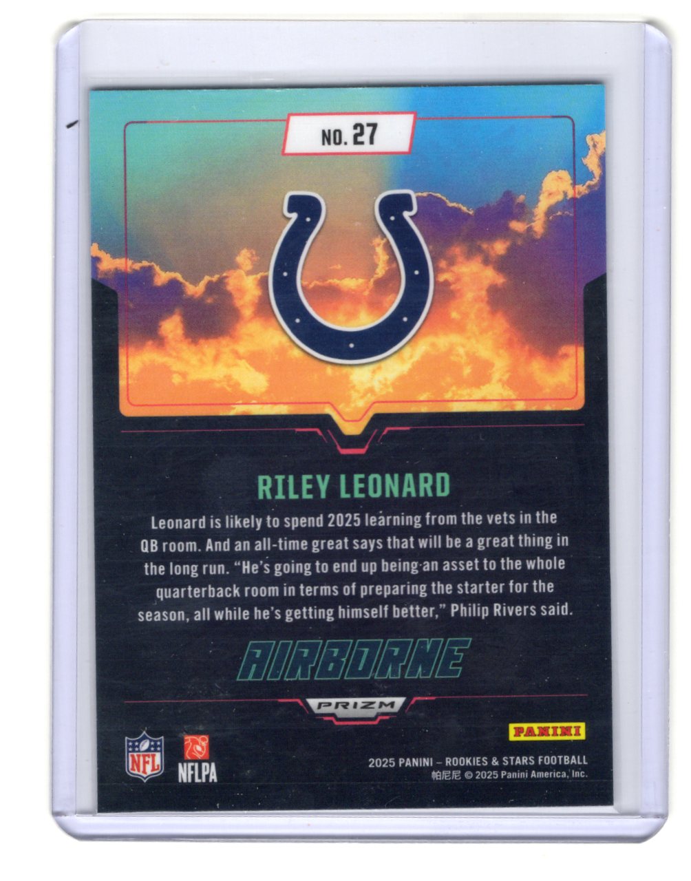 2025 Panini Rookies & Stars Riley Leonard Card Airborne Silver  Colts