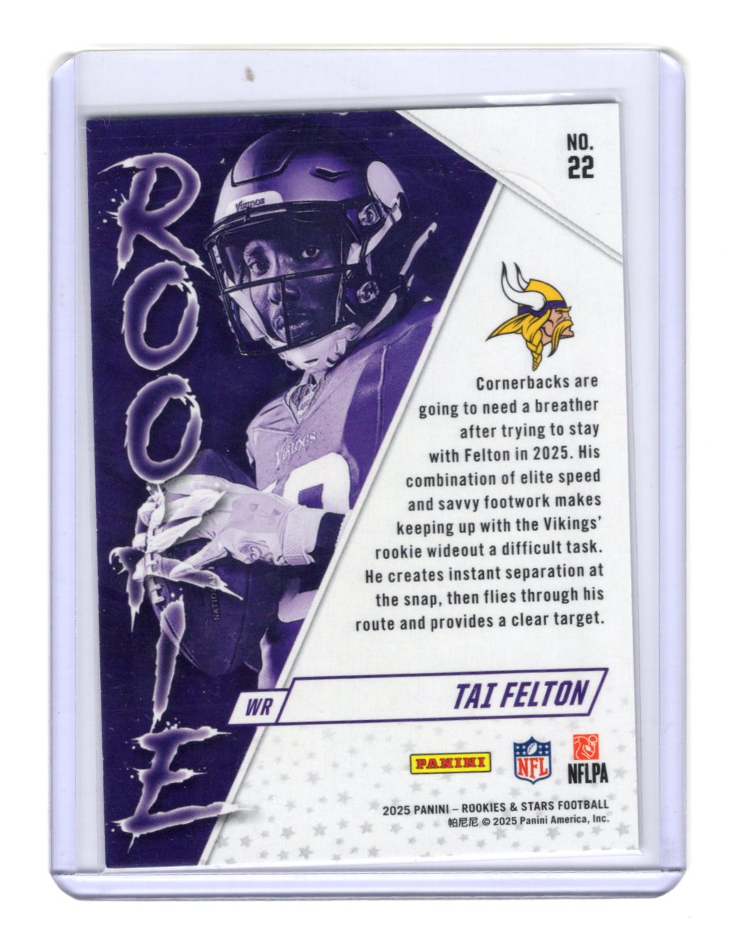 2025 Panini Rookies & Stars Tai Felton Card Rookie  Red & Blue /15  Vikings