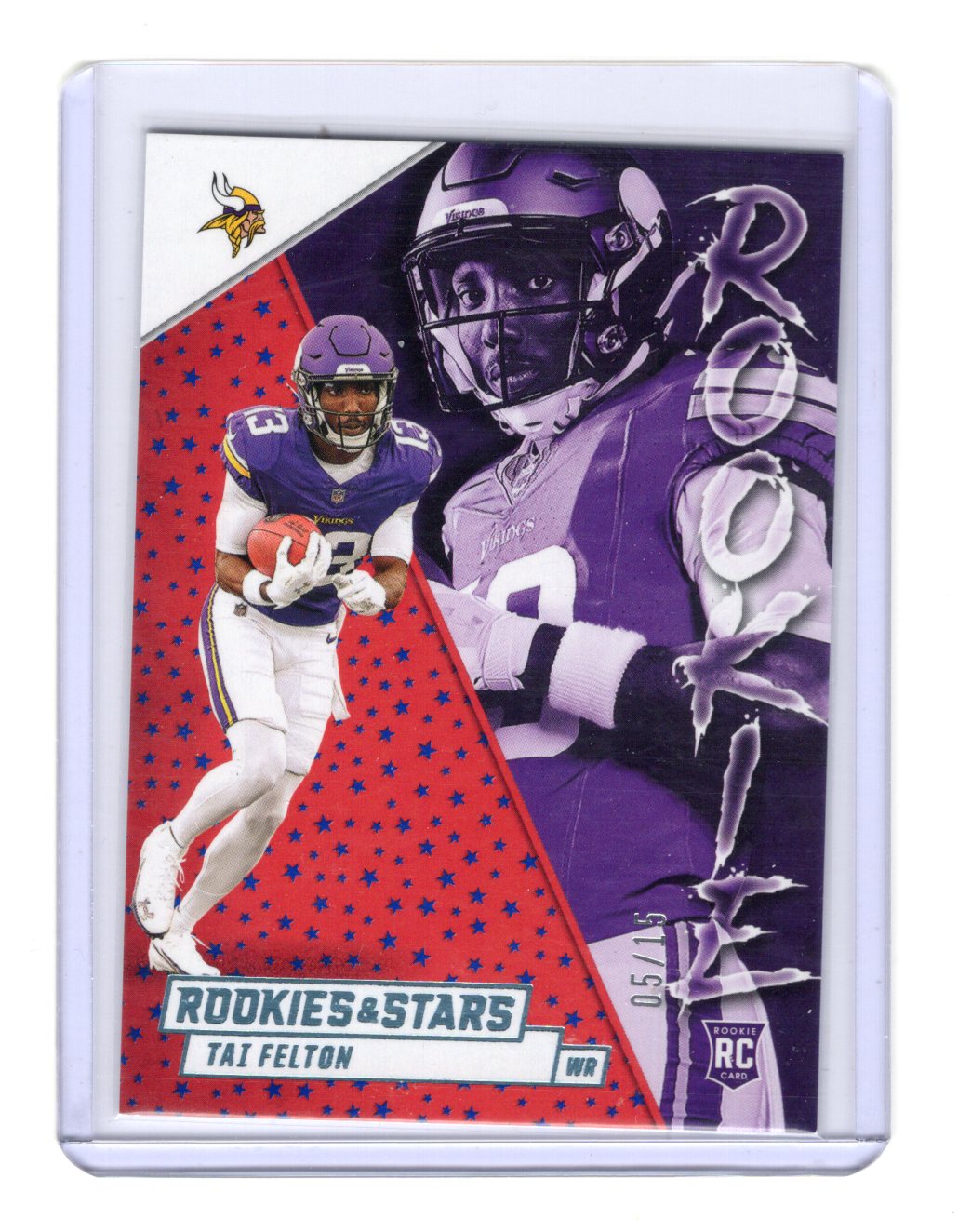 2025 Panini Rookies & Stars Tai Felton Card Rookie  Red & Blue /15  Vikings