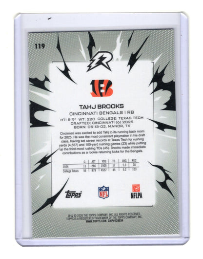 2025 Topps Resurgence Tahj Brooks #119 Blue Orange Spark RC Bengals Texas Tech