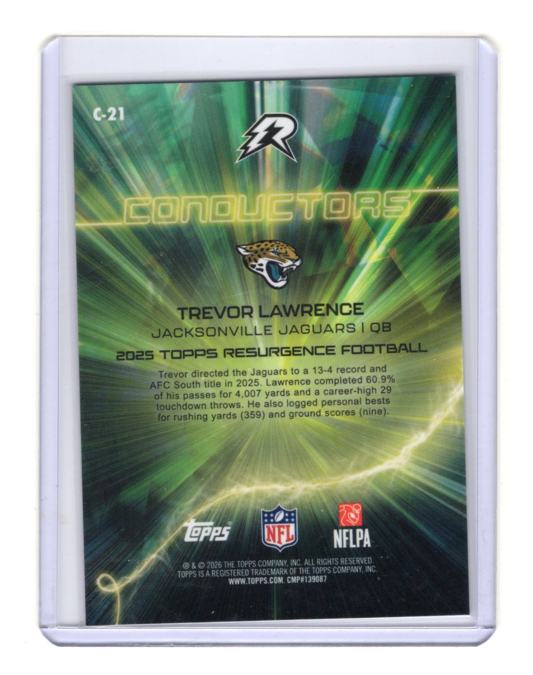 2025 Topps Resurgence Trevor Lawrence  Conductors Surge Refractor SN /425
