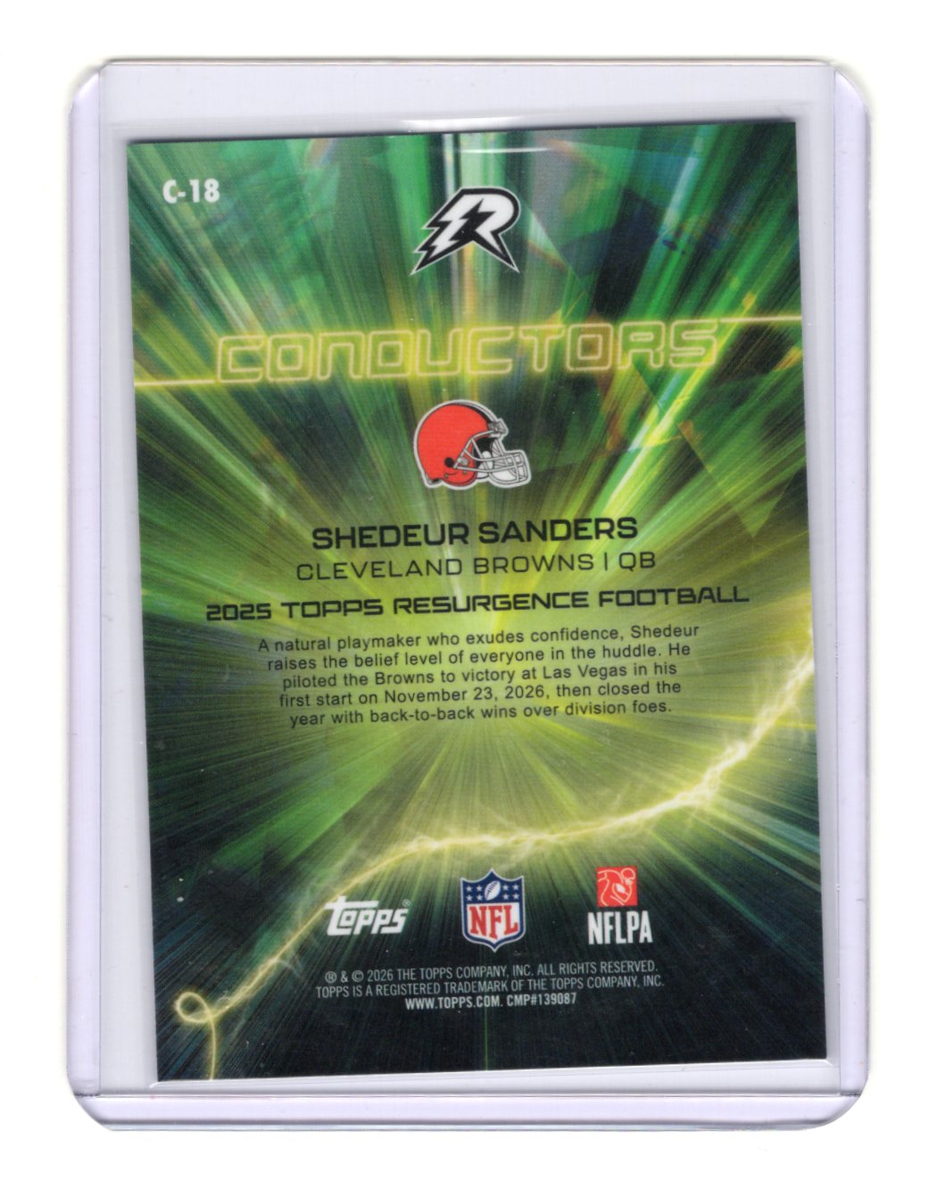 2025 Topps Resurgence Shedeur Sanders Conductors Insert #C-18 RC Browns QB