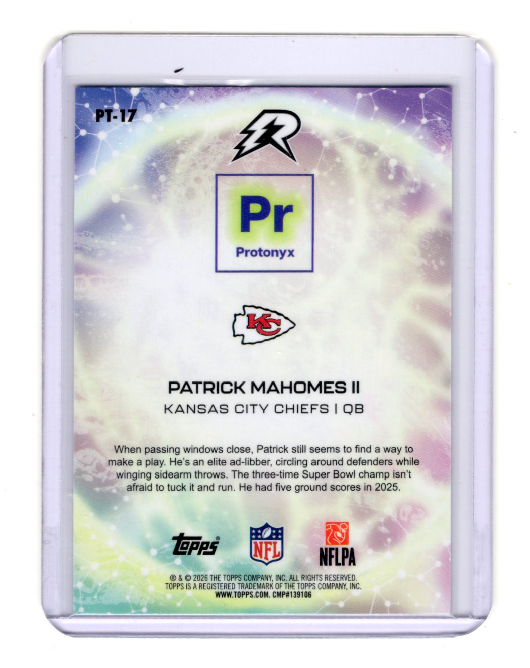 2025 Topps Resurgence Patrick Mahomes II Card Protonyx Kansas City Chiefs