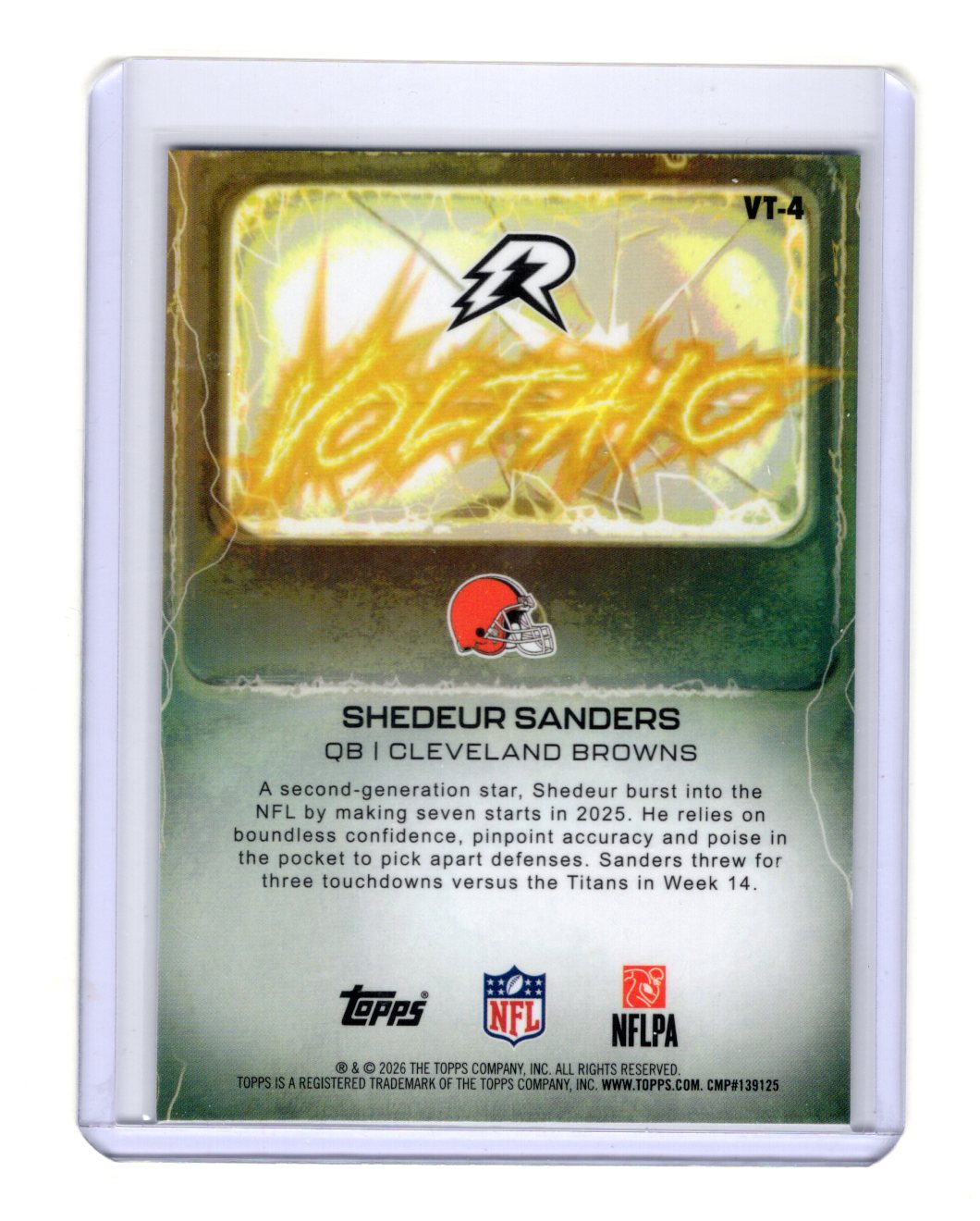 2025 Topps Resurgence Shedeur Sanders Card Voltaic Cleveland Browns