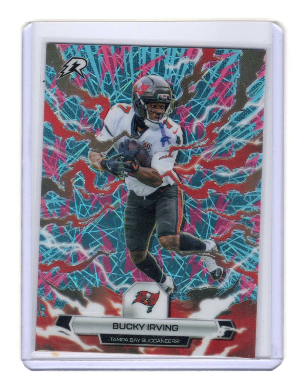 2025 Topps Resurgence Bucky Irving #94 Sky Blue Pink Shock Laser Refractor Bucs