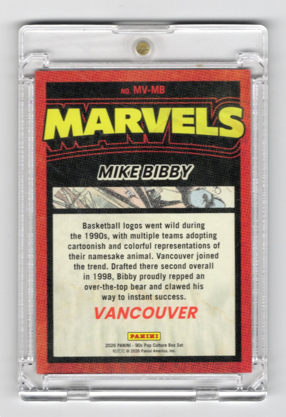 2026 Panini 90s Pop Culture Marvels Mike Bibby Purple /99 #MV-MB  Grizzlies