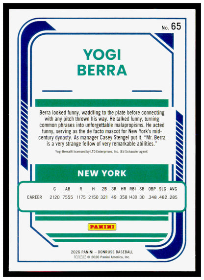 2026 Donruss Yogi Berra Card Liberty New York Yankees