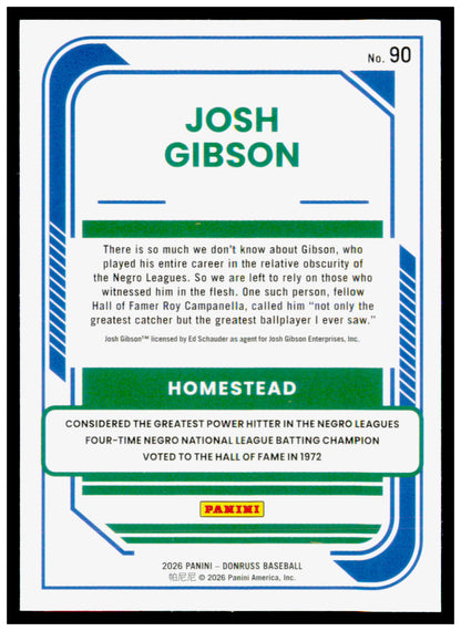2026 Donruss Josh Gibson Card Homestead Grays