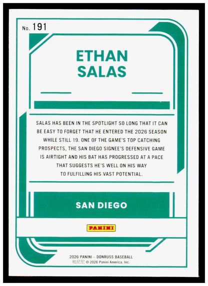 2026 Donruss Ethan Salas Card Liberty San Diego Padres