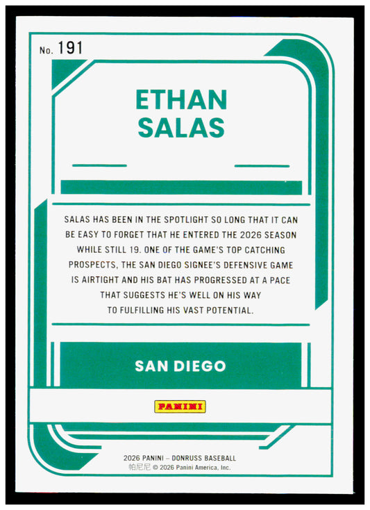 2026 Donruss Ethan Salas Card Liberty San Diego Padres