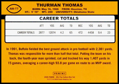 2026 Panini Decades 90s Pop Culture Thurman Thomas Award Winners Bills